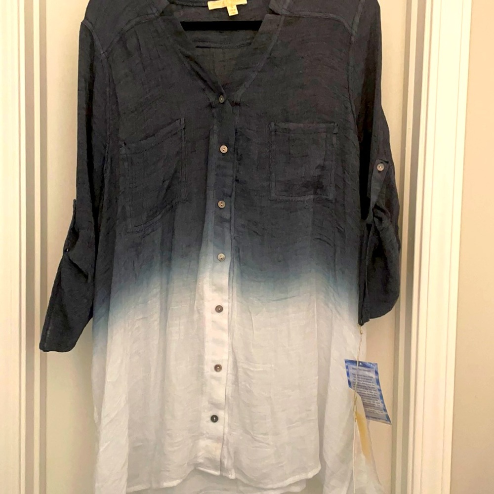 Woman’s Blue White Top Coverup 3x Plus Size